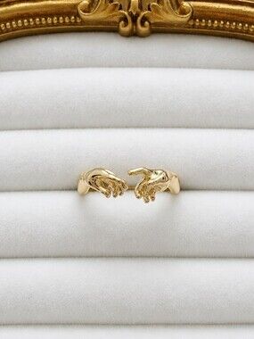 Michelangelo Inspired "Creation of Adam" Hand Ring – Gold Tone | Size 6 | New